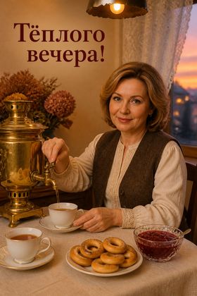 Домашнее чаепитие у самовара — открытки и поздравления с добрым вечером