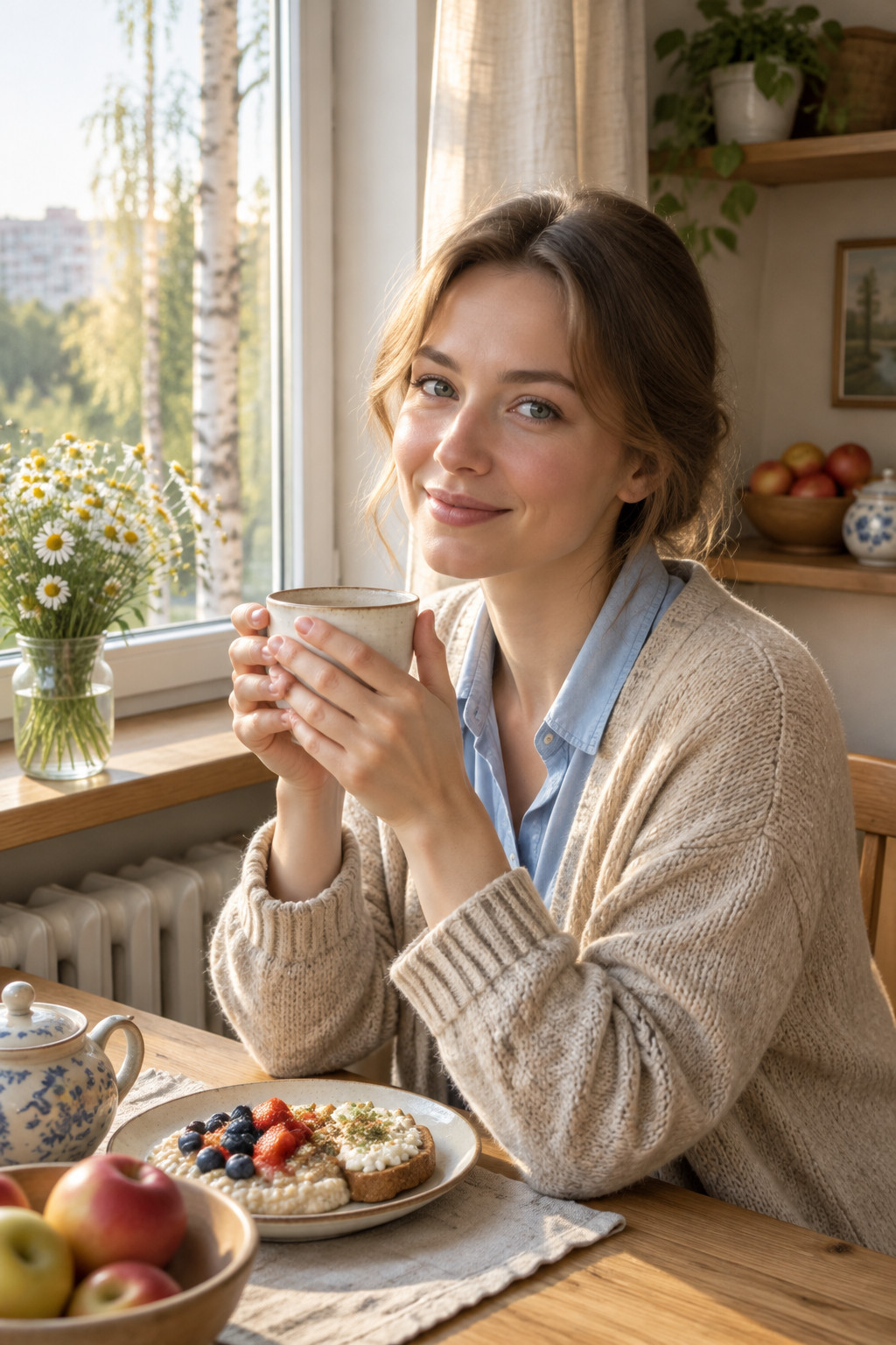 Открытка из личного фото с чашкой и надписью — доброе утро картинки красивые