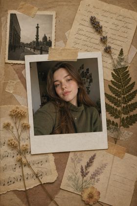 Уютный альбом с полароидами и памятными деталями — фотоколлаж онлайн