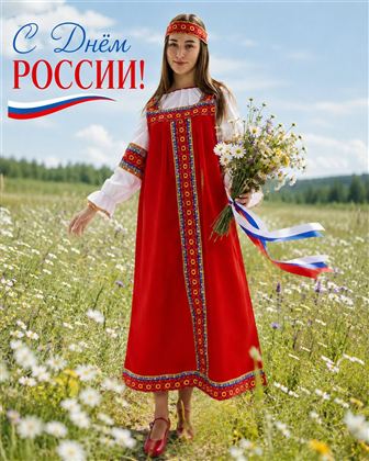 Открытка в сарафане