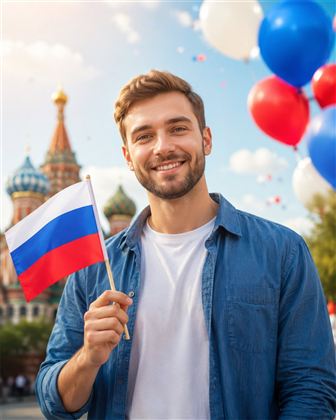 С флажком и шарами