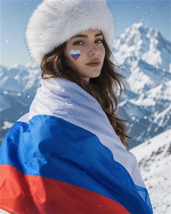Зимний портрет с флагом
