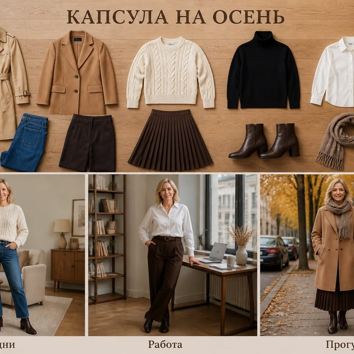 Капсульный гардероб на осень — Примерьте новую причёску, цвет волос и одежду на своём фото